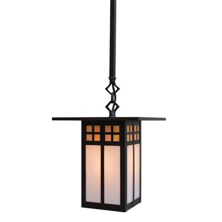 Arroyo Craftsman 9" Glasgow Stem Mount Pendant, Black, Frosted Glass GSH-9F-BK